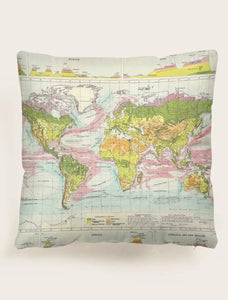 Map of the World Fleece Cushion Cover
