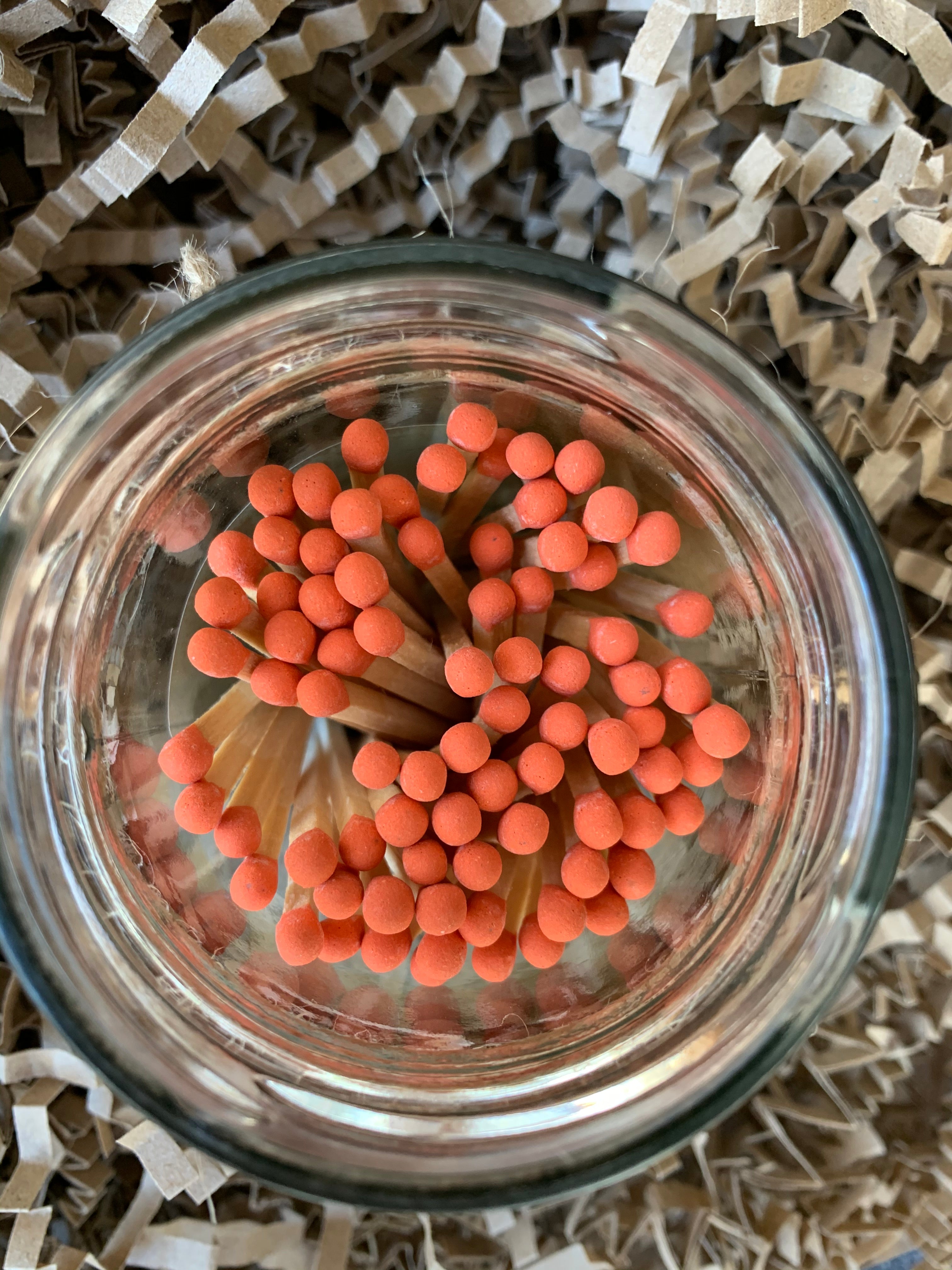 RED TIPPED SAFETY MATCHES IN VINTAGE STYLE GLASS JAR