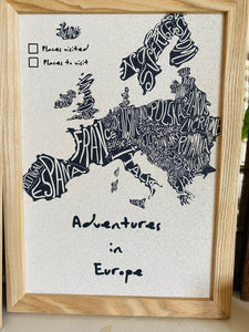 Adventures in Europe Cork Board Map