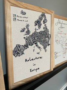 Adventures in Europe Cork Board Map