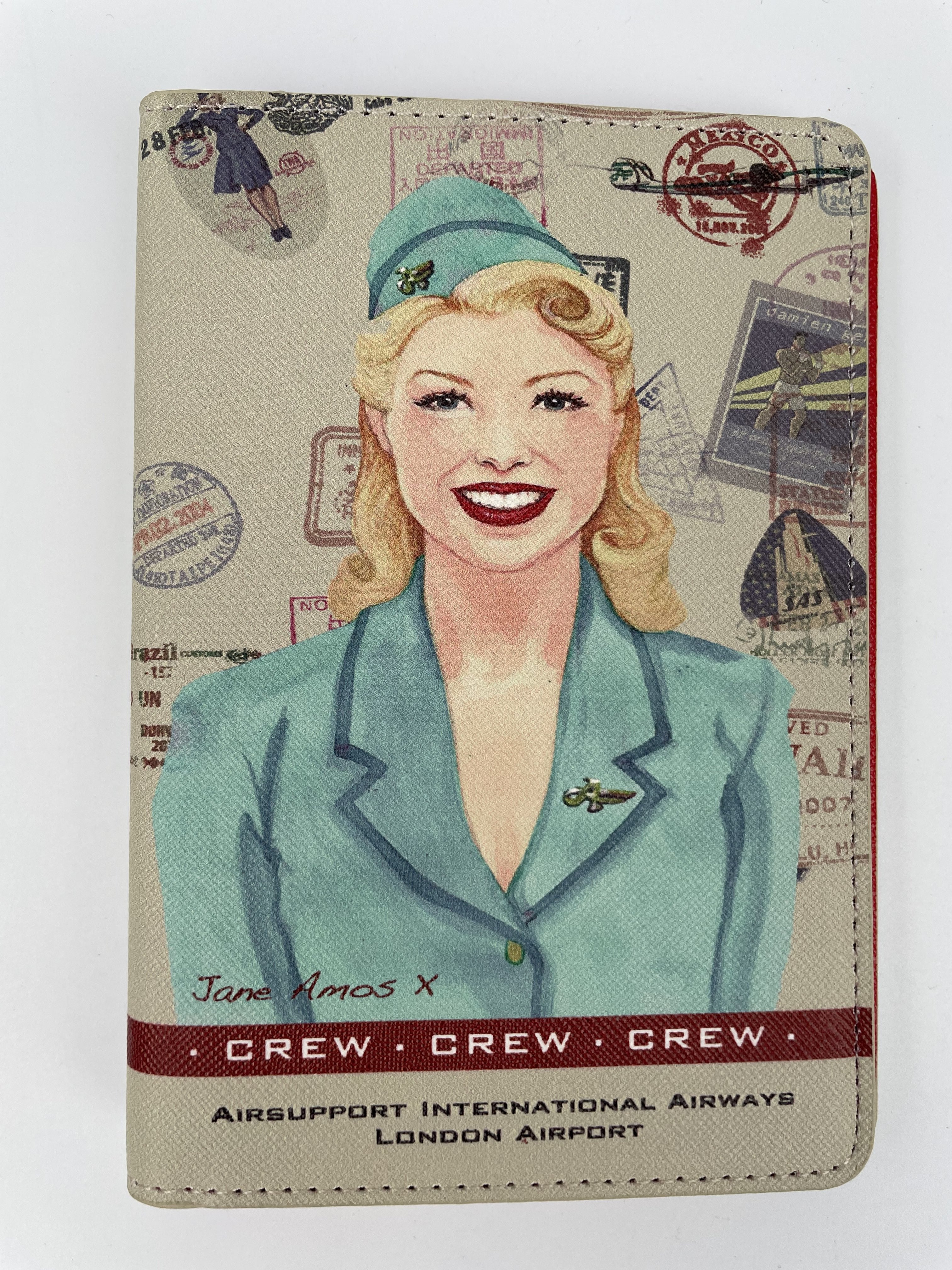 1950s Jane Amos Retro 'Airsupport Girl' Passport holder x2
