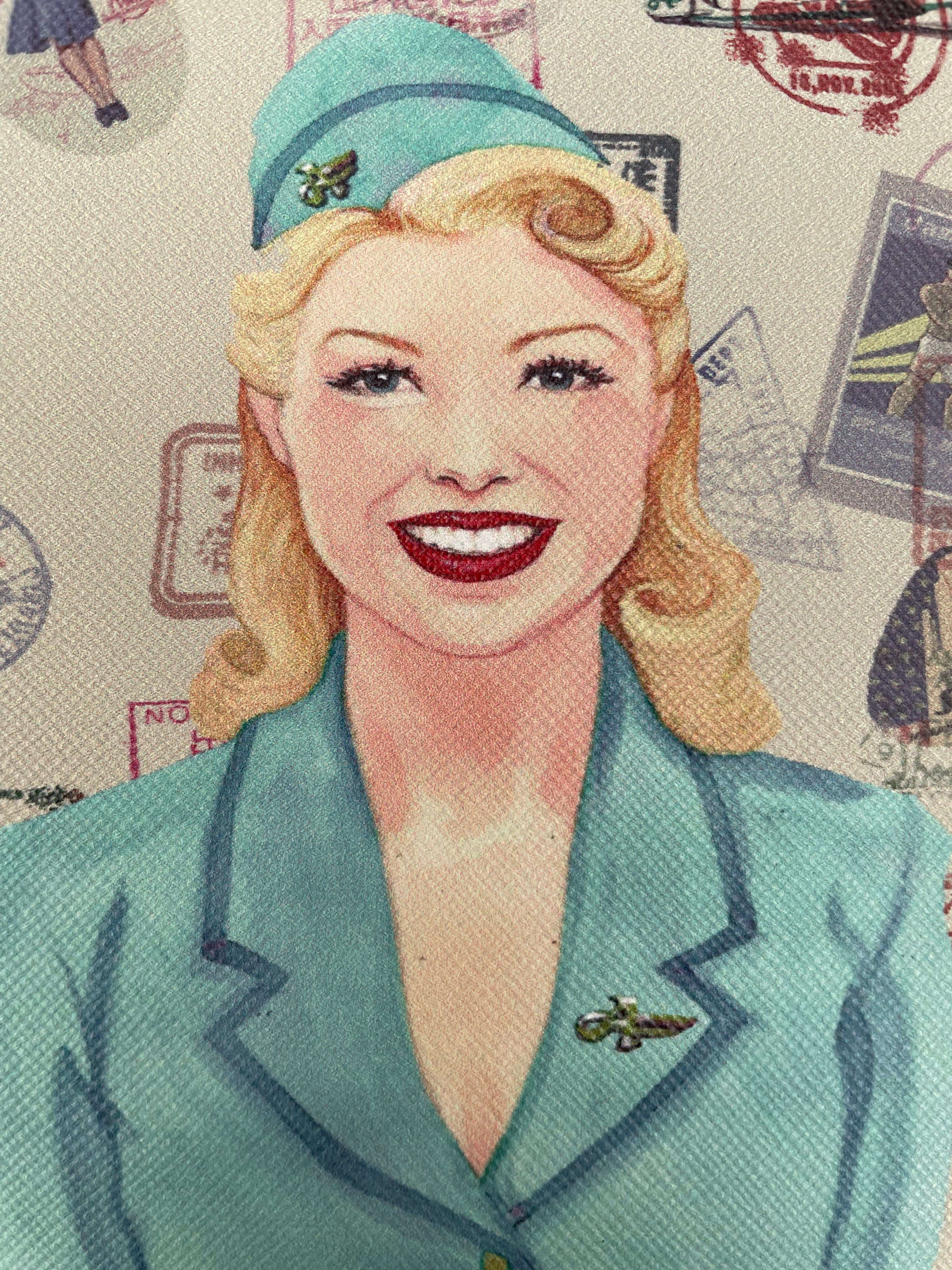 1950s Jane Amos and Darcy Quant Retro 'Airsupport Girl' Passport holder x2