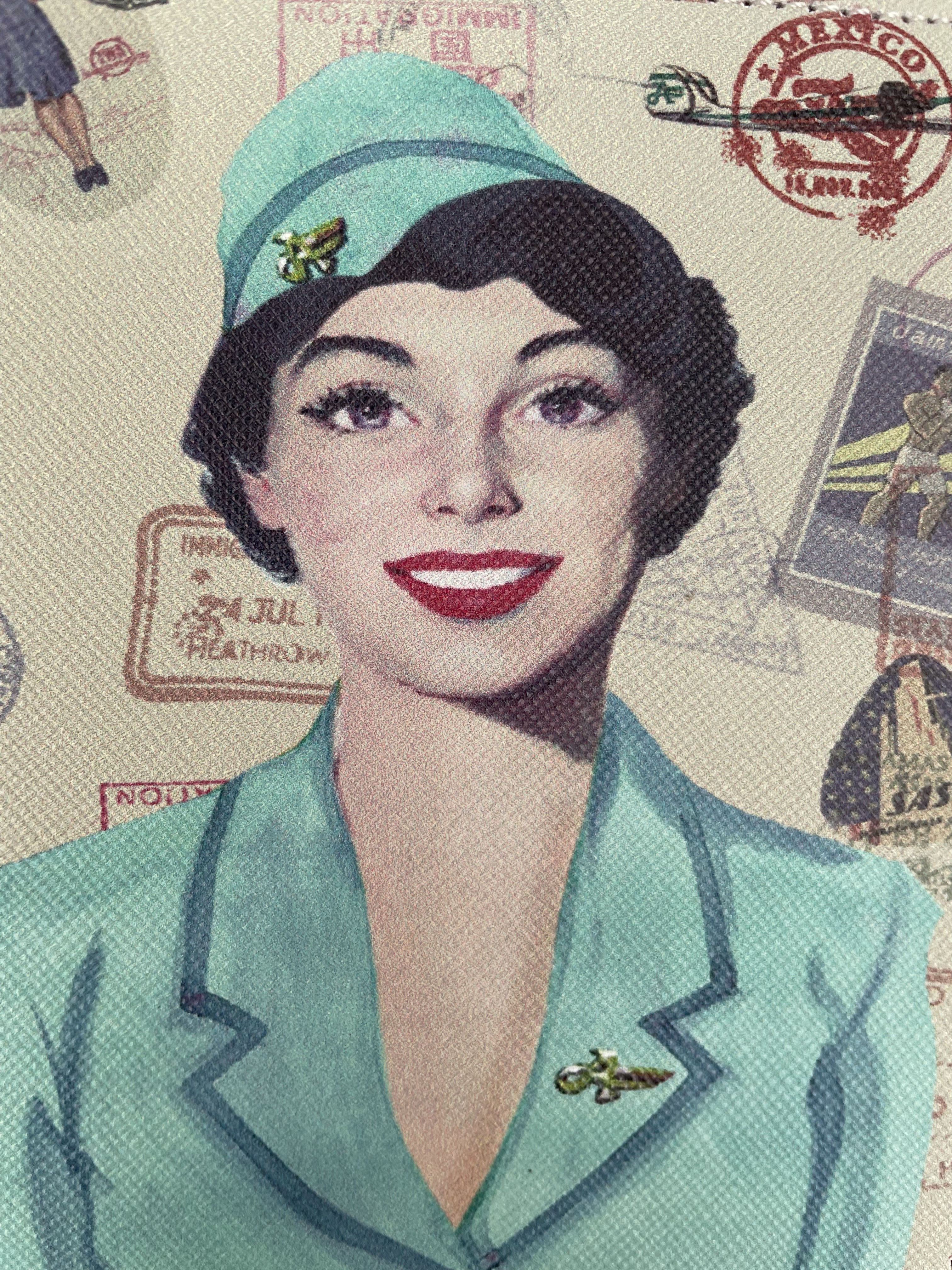 1950s Jane Amos and Darcy Quant Retro 'Airsupport Girl' Passport holder x2