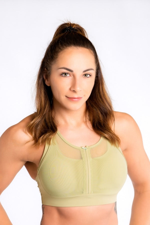 Zip Me Up Sports Bra Olive